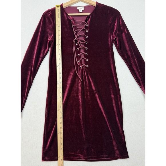 Teenplo USA Velvet Burgundy Womens Cocktail Dress XS Romantic Valentines Party - Picture 4 of 11